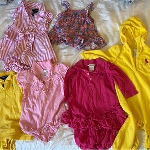 Bundle of six Ralph Lauren baby girl outfits - all size 9months
